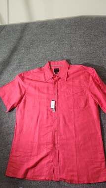 Linea Uomo Pink Linen Blend Short Sleeve Button Down Shirt 3XLT
